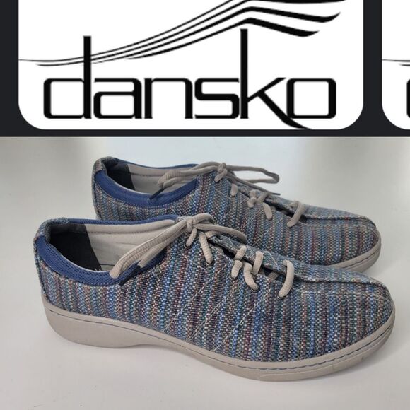 41 DANSKO TEXTURE LACE UP ARCH SUPPORT COMFORT WALKING SHOES BLUE RED 10 LK NEW - Picture 1 of 13
